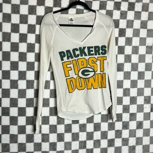 Victoria secret packers v neck long sleeve, waffle nit shirt